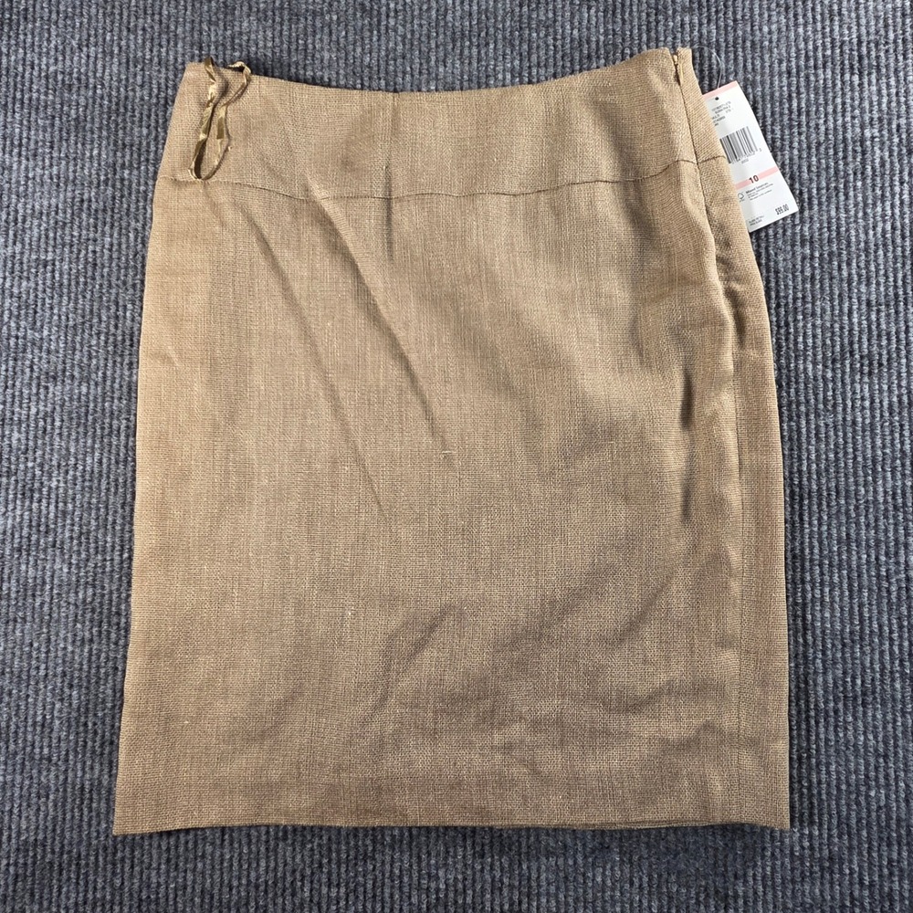 Jones New York Collection Tan Linen Blend Pencil Skirt Sumatra‎ 2 Size 10 NEW